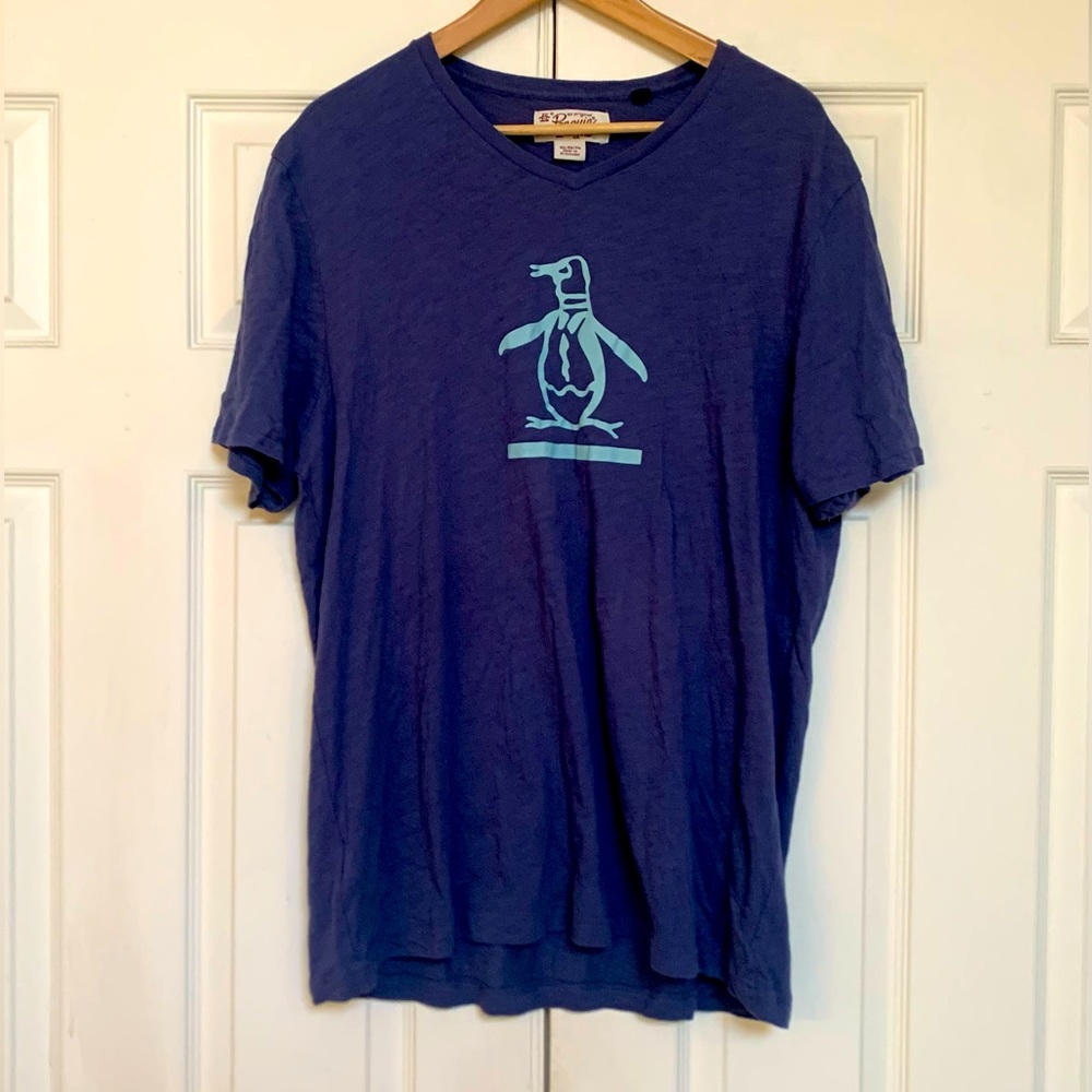 Original Penguin Graphic V-neck Tee. Gently Worn. Vintage 2000s. Classic Logo